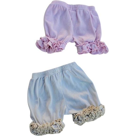 Marie Nicole 2 Piece Ruffle Hem Shorts Bundle Pink|Tan Girls 18-24 Months - Picture 2 of 4